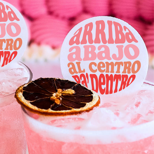 50 Edible Arriba Abajo Al Centro Pa Dentro Toppers, 50 Edible Valentine's Beverage Drink Garnish