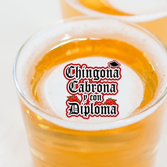 50 Edible Cabrona y Con Diploma Cocktail Toppers, 50 Edible Spanish Graduation Beverage Drink Garnish