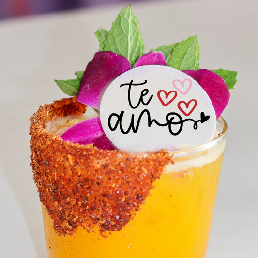 50 Te Amo Spanish Valentines Day Edible Garnish Toppers - Edible Cocktail Garnish