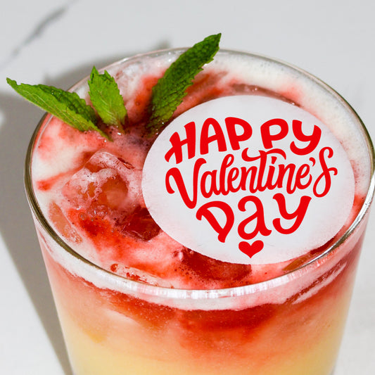 50 Edible Happy Valentine's Day Cocktail Toppers, 50 Edible Holiday Beverage Drink Garnish