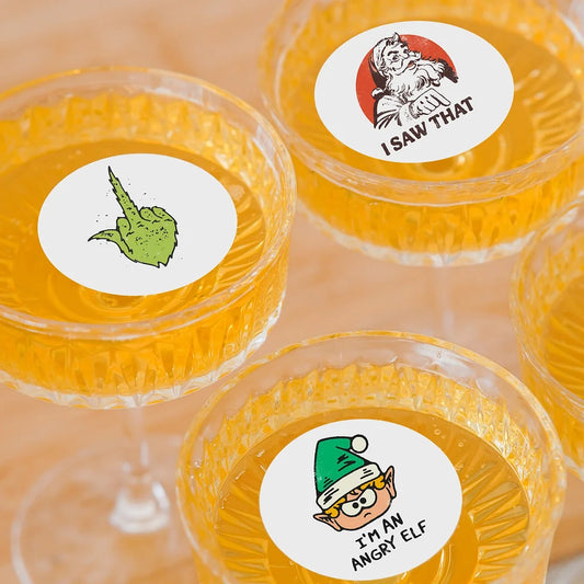 50 Edible Naughty Christmas Cocktail Toppers, Holiday Party Beverage Garnishes 