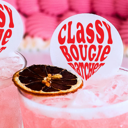 50 Edible Classy Bougie Ratchet Cocktail Toppers, 50 Edible Valentine's Beverage Drink Garnish