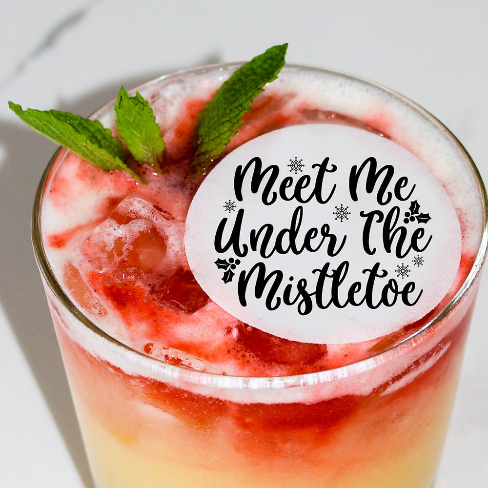 50 Edible Under the Mistletoe Cocktail Toppers, 50 Edible Holiday Christmas Party Beverage Drink Garnish