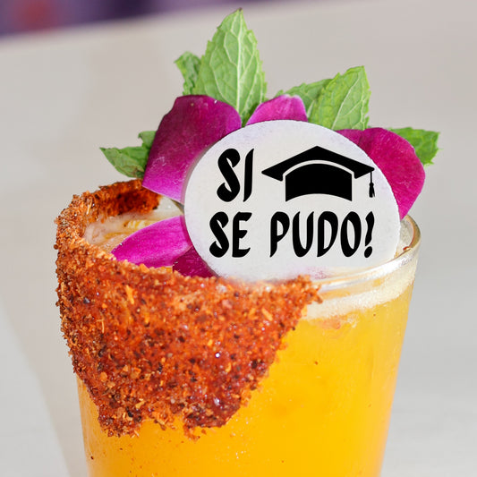 50 Edible Spanish Si Se Pudo Cocktail Toppers, 50 Edible Graduation Beverage Drink Garnish
