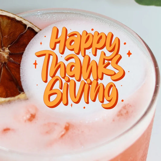 50 Edible Happy Thanksgiving Groovy Cocktail Toppers, 50 Edible Holiday Beverage Drink Garnish