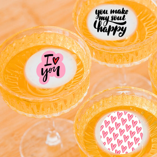 50 Edible I Love You 3 Pack Cocktail Toppers, 50 Edible Valentine's Beverage Drink Garnish