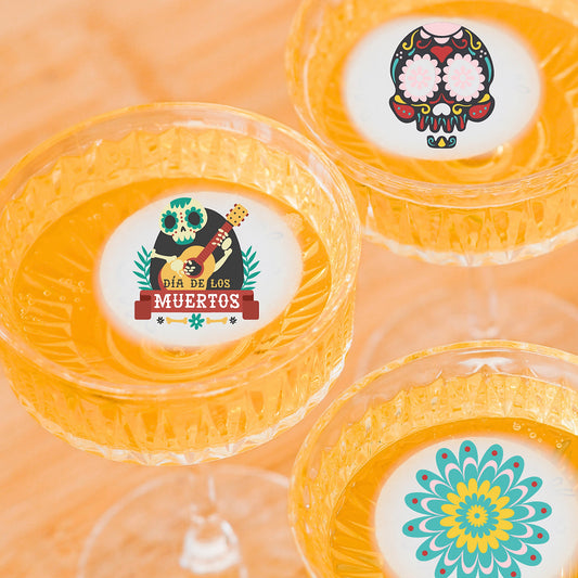 50 Edible Day of the Dead 3 Pack Cocktail Toppers, 50 Edible Mexican Beverage Drink Garnish