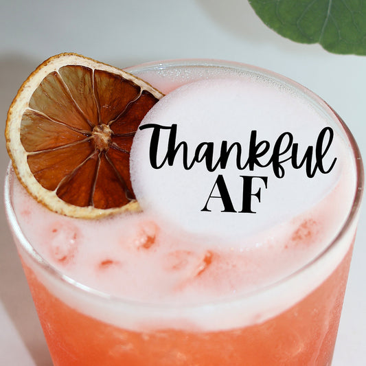 50 Edible Thankful AF Thanksgiving Cocktail Toppers, 50 Edible Holiday Party Beverage Drink Garnish