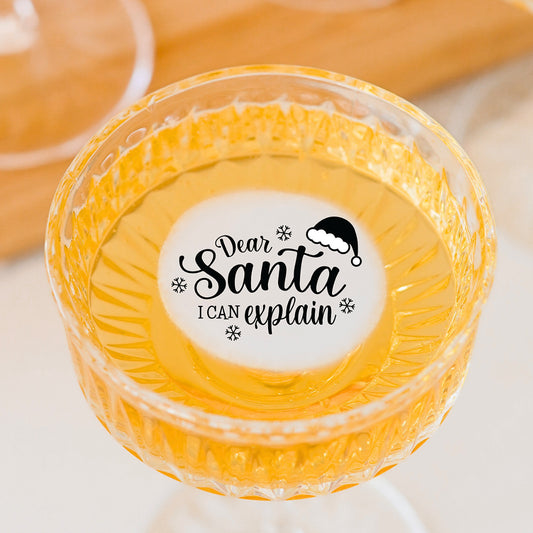 50 Edible Dear Santa Toppers, 50 Edible Christmas Holiday Beverage Drink Garnish