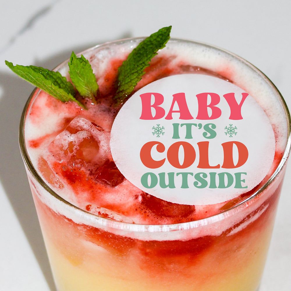 50 Edible Baby It's Cold Outside Toppers, 50 Edible Holiday Beverage Drink Garnish