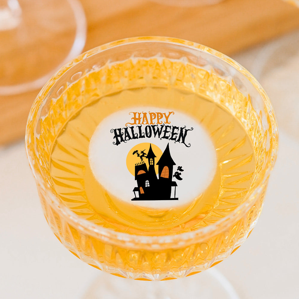 50 Edible Happy Halloween Haunted House Cocktail Toppers, 50 Edible Halloween Beverage Drink Garnish
