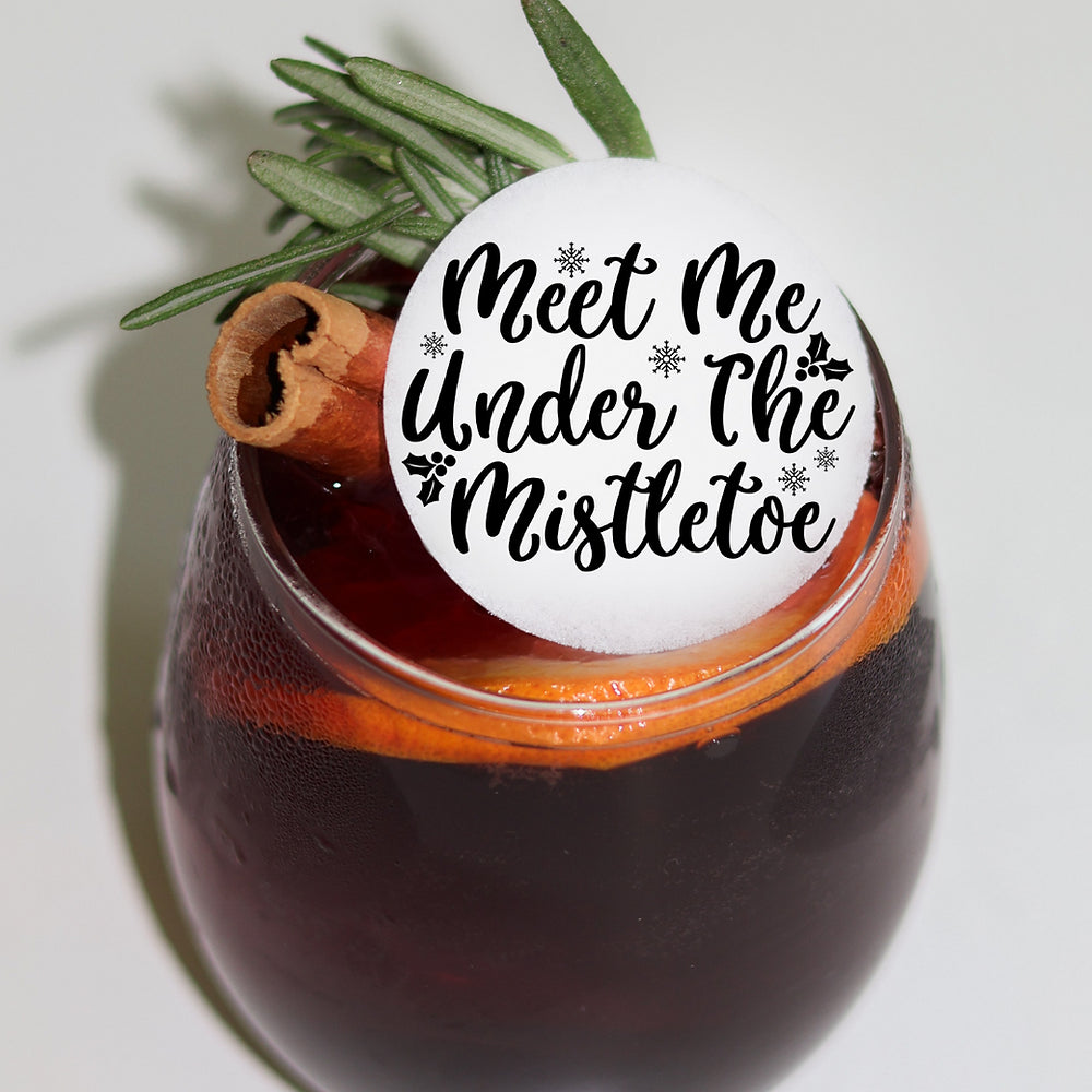 50 Edible Under the Mistletoe Cocktail Toppers, 50 Edible Holiday Christmas Party Beverage Drink Garnish