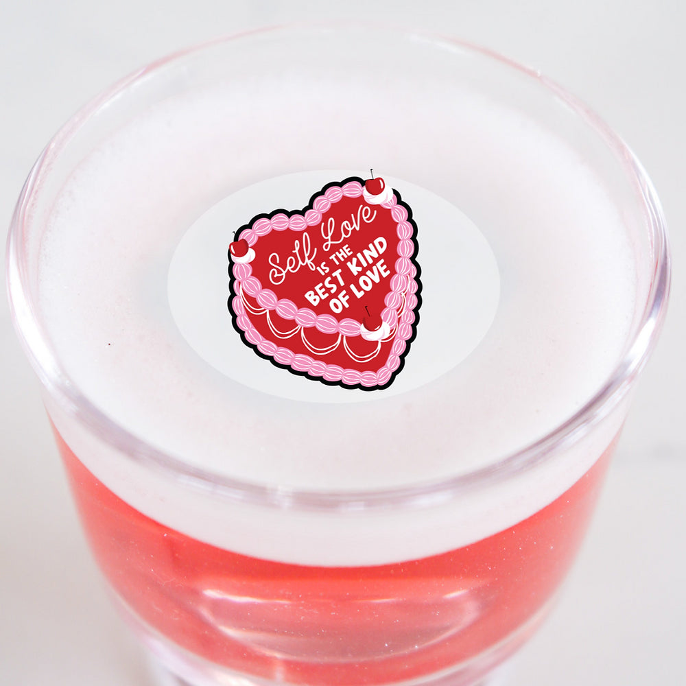 50 Edible Valentine's Day Self Love Cocktail Toppers, 50 Edible Valentine's Girl Party Beverage Drink Garnish