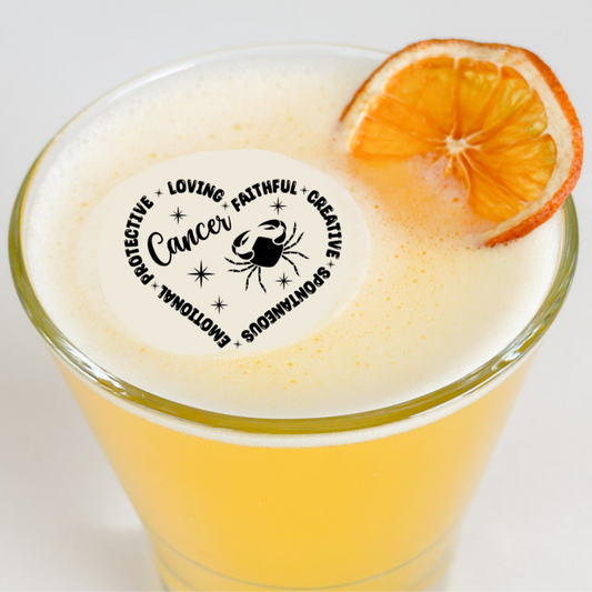 50 Edible Cancer Zodiac Sign Cocktail Toppers, 50 Edible Birthday Beverage Drink Garnish