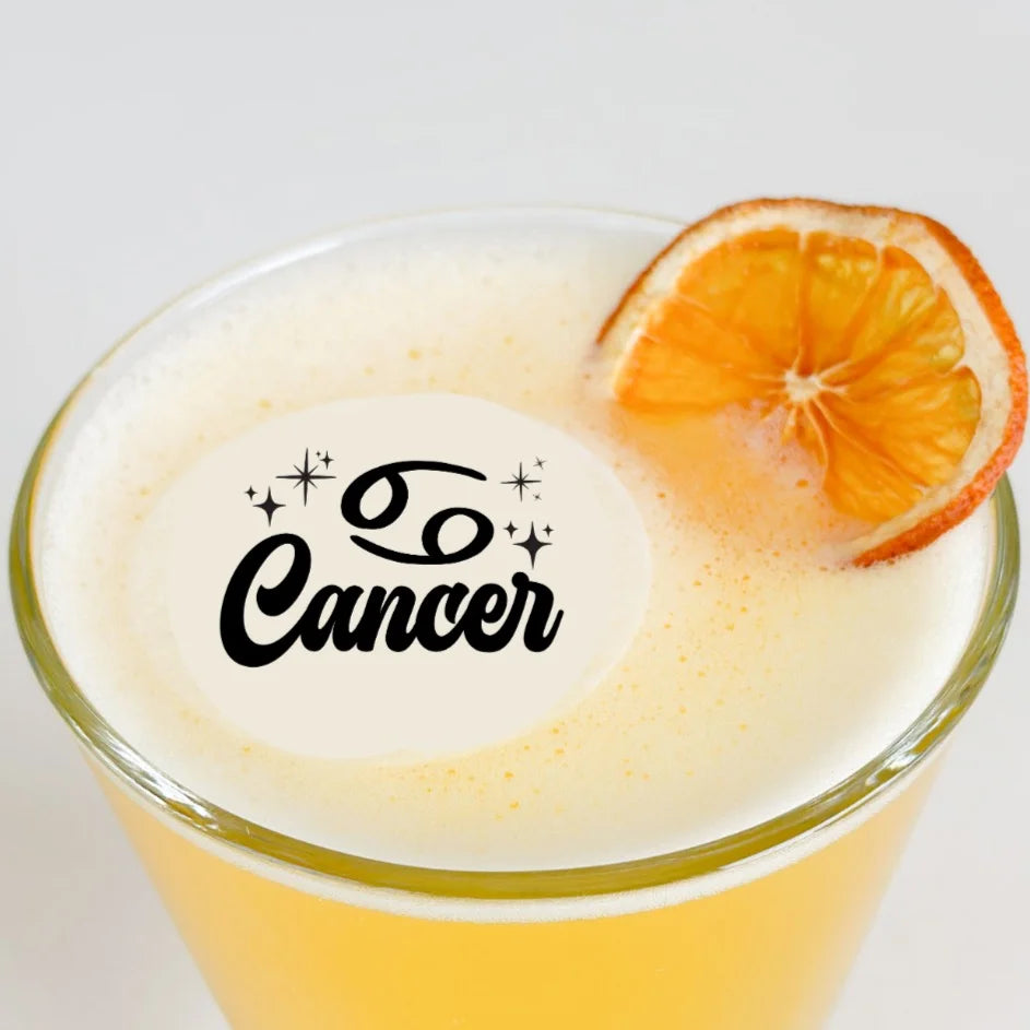 50 Edible Cancer Zodiac Sign Cocktail Toppers, 50 Edible Birthday Beverage Drink Garnish
