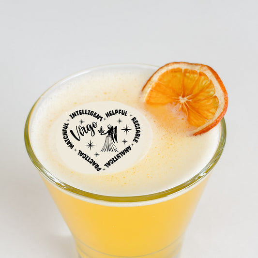 50 Edible Virgo Zodiac Sign Cocktail Toppers, 50 Edible Birthday Beverage Drink Garnish