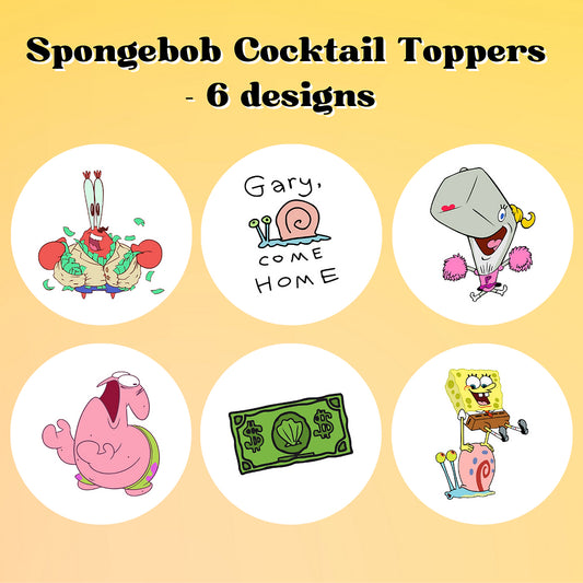 50 Edible Spongebob Cocktail Toppers for a Bikini Bottom Themed beverage Garnishes