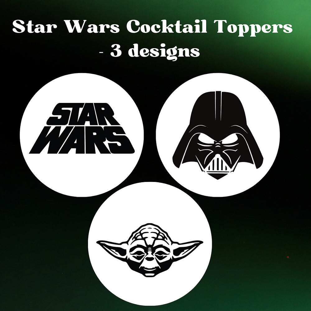 50 Edible Disco Jedi 3 Pack Party Cocktail Toppers, 50 Edible Pop Culture Beverage Drink Garnish