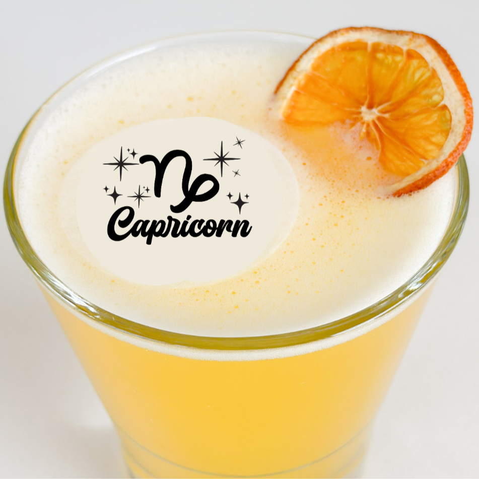 50 Edible Capricorn Zodiac Sign Cocktail Toppers, 50 Edible Birthday Beverage Drink Garnish