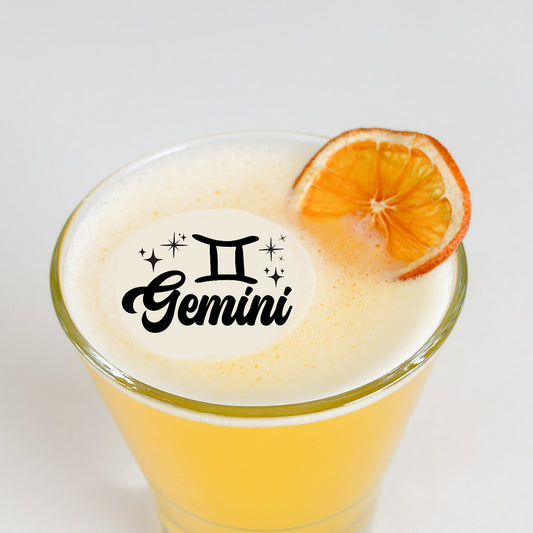 50 Edible Gemini Zodiac Sign Cocktail Toppers, 50 Edible Birthday Beverage Drink Garnish