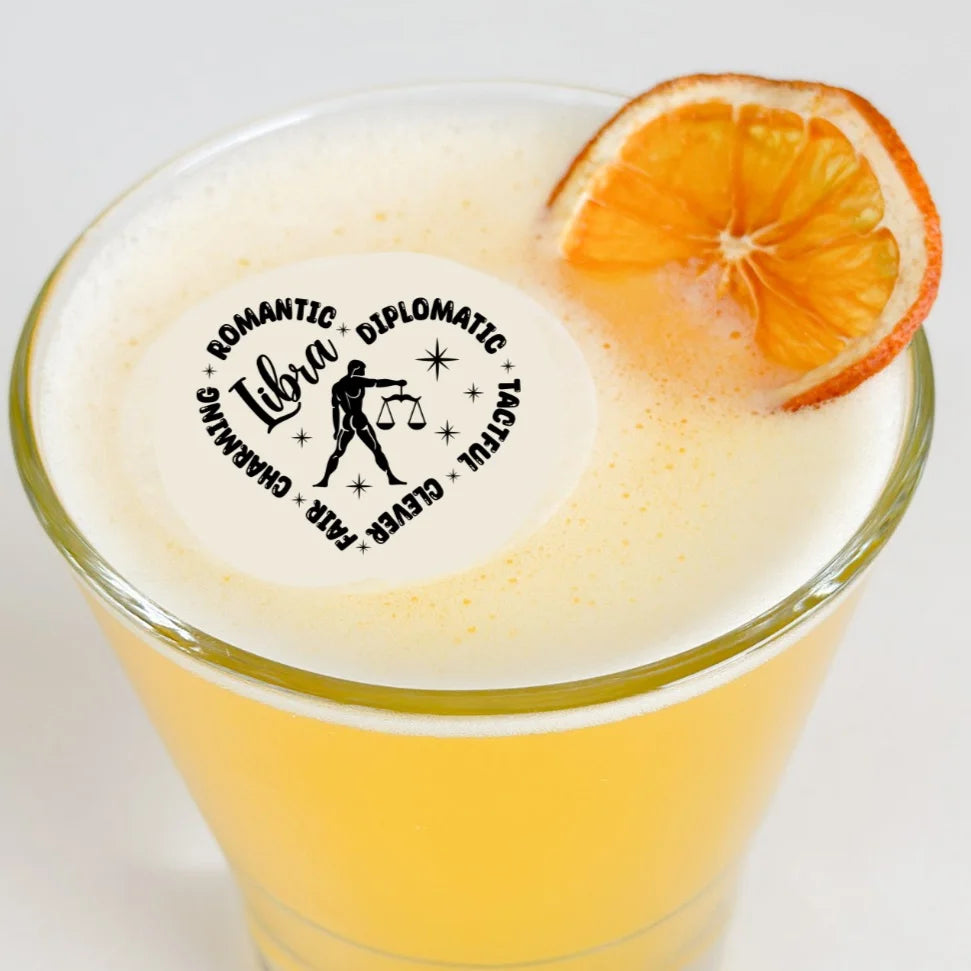 50 Edible Libra Zodiac Sign Cocktail Toppers, 50 Edible Birthday Beverage Drink Garnish